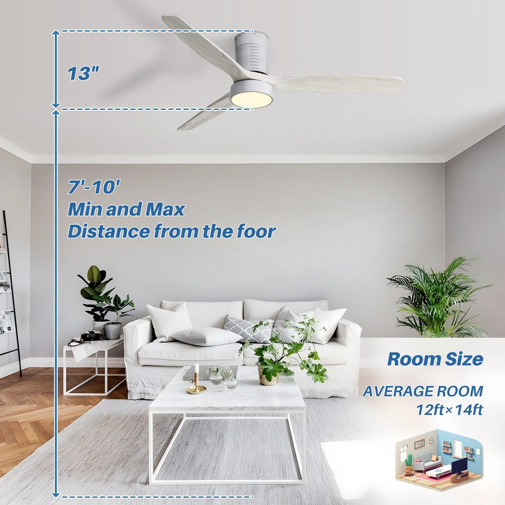 Ventilatore da soffitto a filo in stile fattoria da 52 pollici con luce e telecomando, motore CC reversibile