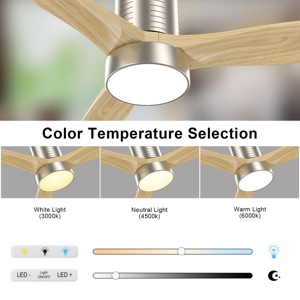 Ventilatore da soffitto a filo in stile fattoria da 52 pollici con luce e telecomando, motore CC reversibile