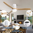 Ventilatore da soffitto a filo in stile fattoria da 52 pollici con luce e telecomando, motore CC reversibile