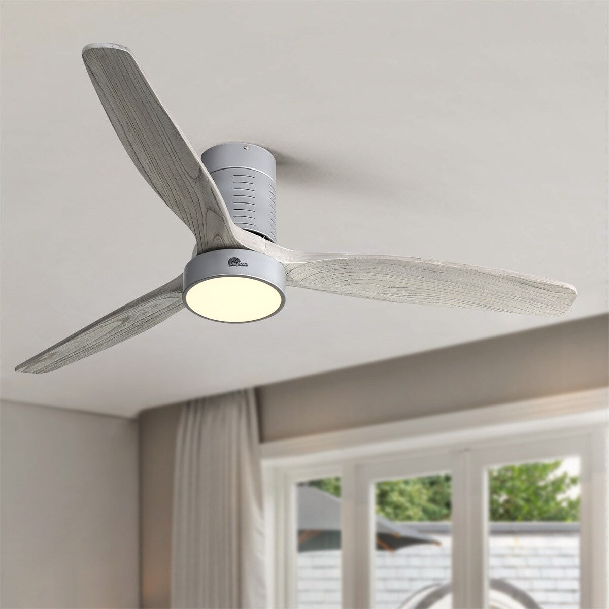 Ventilatore da soffitto a filo in stile fattoria da 52 pollici con luce e telecomando, motore CC reversibile