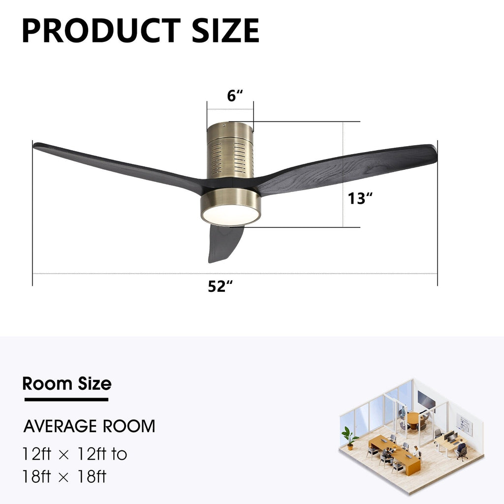 Ventilatore da soffitto a filo in stile fattoria da 52 pollici con luce e telecomando, motore CC reversibile