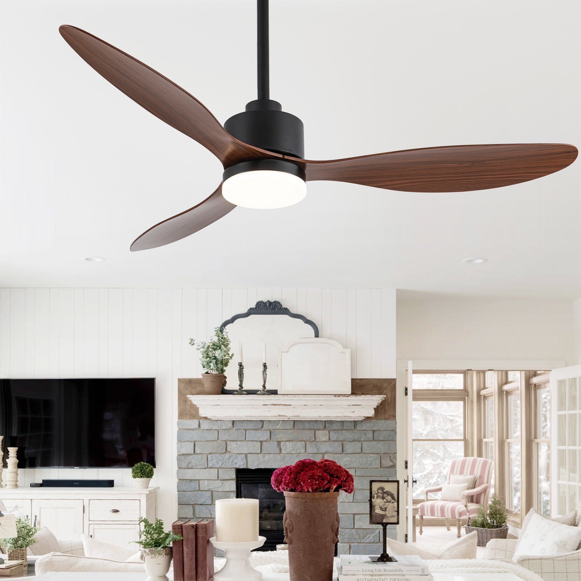 Ventilatore da soffitto a LED da 52 pollici con telecomando per luci (3 pale)