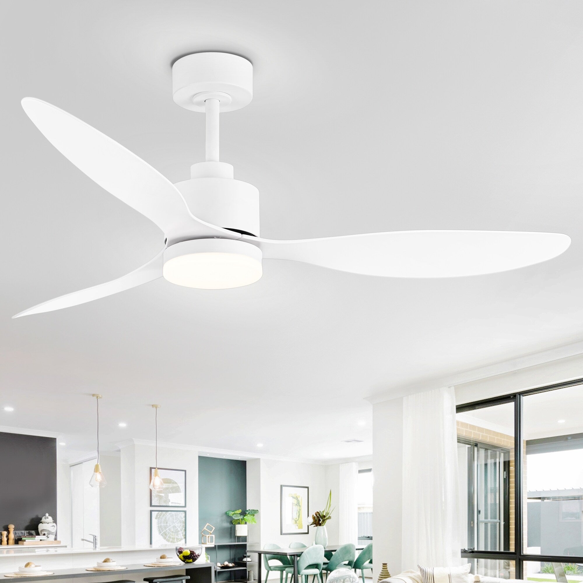 Ventilatore da soffitto a LED da 52 pollici con telecomando per luci (3 pale)