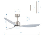 Ventilatore da soffitto a LED da 52 pollici con telecomando per luci (3 pale)