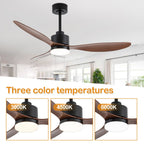 Ventilatore da soffitto a LED da 52 pollici con telecomando per luci (3 pale)