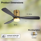 Ventilatore da soffitto a filo Sofucor da 52 pollici con telecomando, motore reversibile, luce integrata opzionale