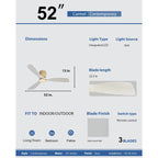 Ventilatore da soffitto a filo Sofucor da 52 pollici con telecomando, motore reversibile, luce integrata opzionale