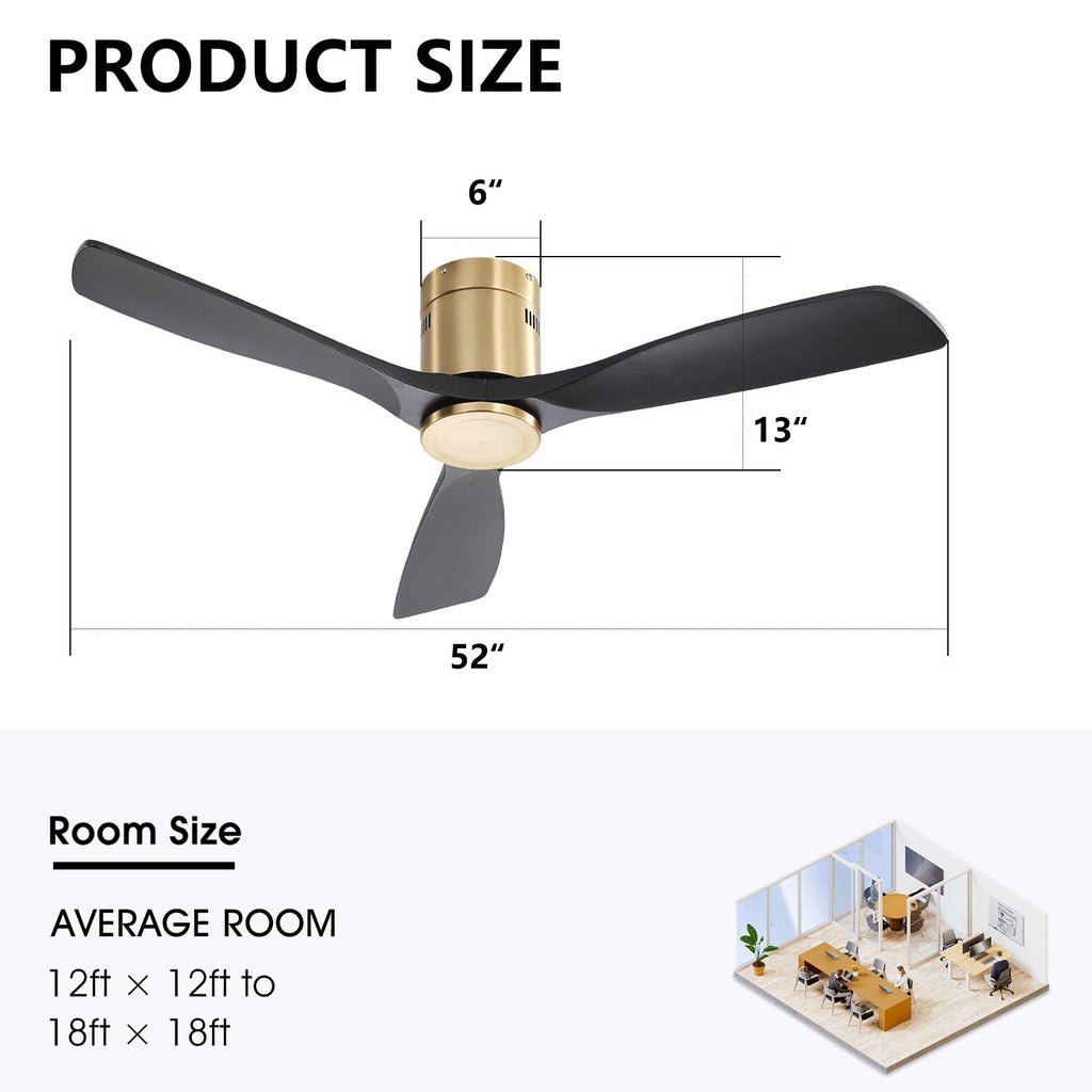 Ventilatore da soffitto a filo Sofucor da 52 pollici con telecomando, motore reversibile, luce integrata opzionale