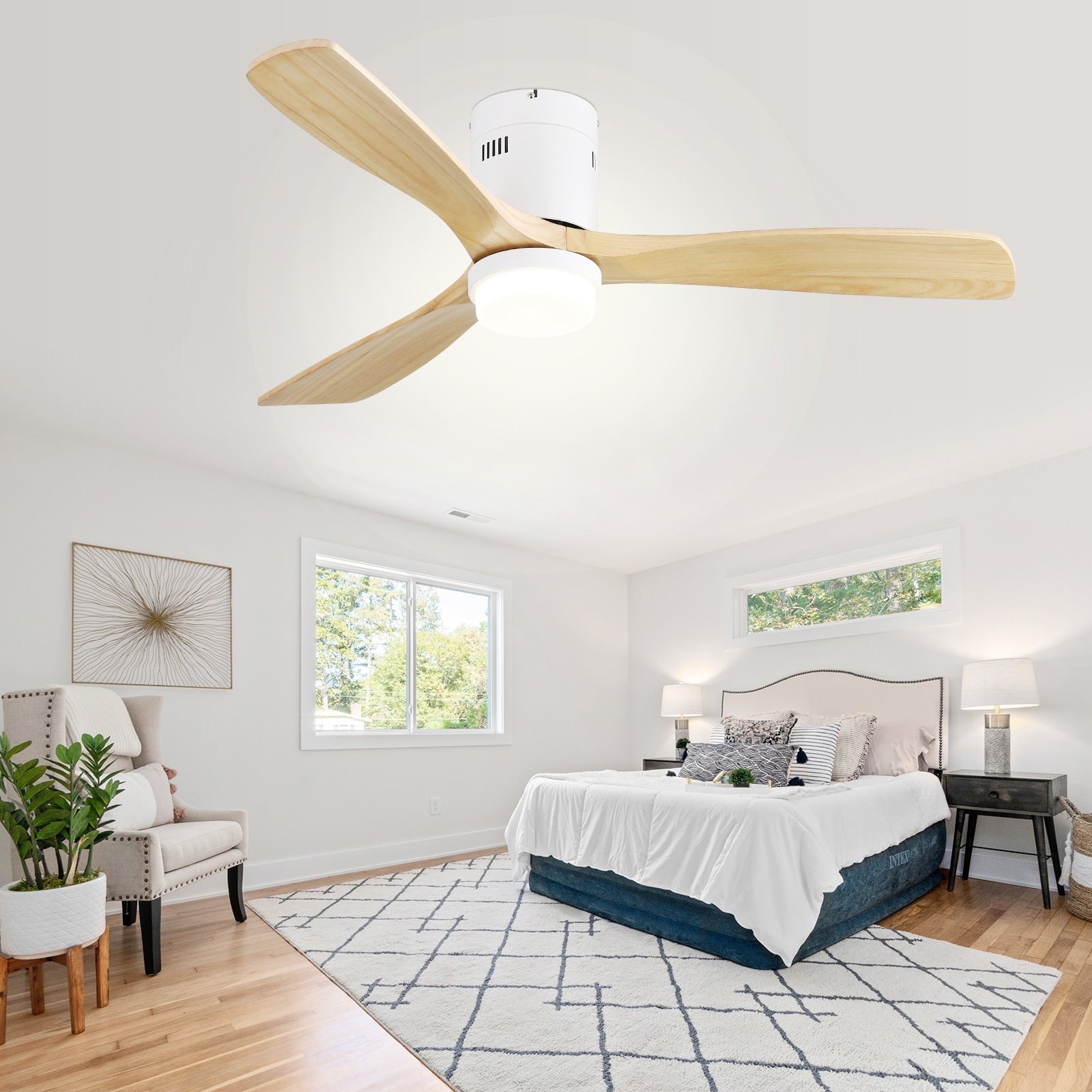 Ventilatore da soffitto a filo Sofucor da 52 pollici con telecomando, motore reversibile, luce integrata opzionale