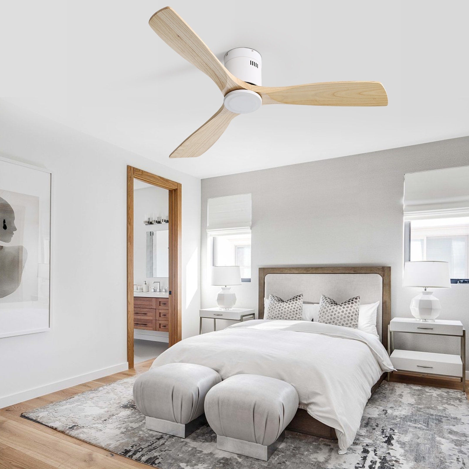 Ventilatore da soffitto a filo Sofucor da 52 pollici con telecomando, motore reversibile, luce integrata opzionale