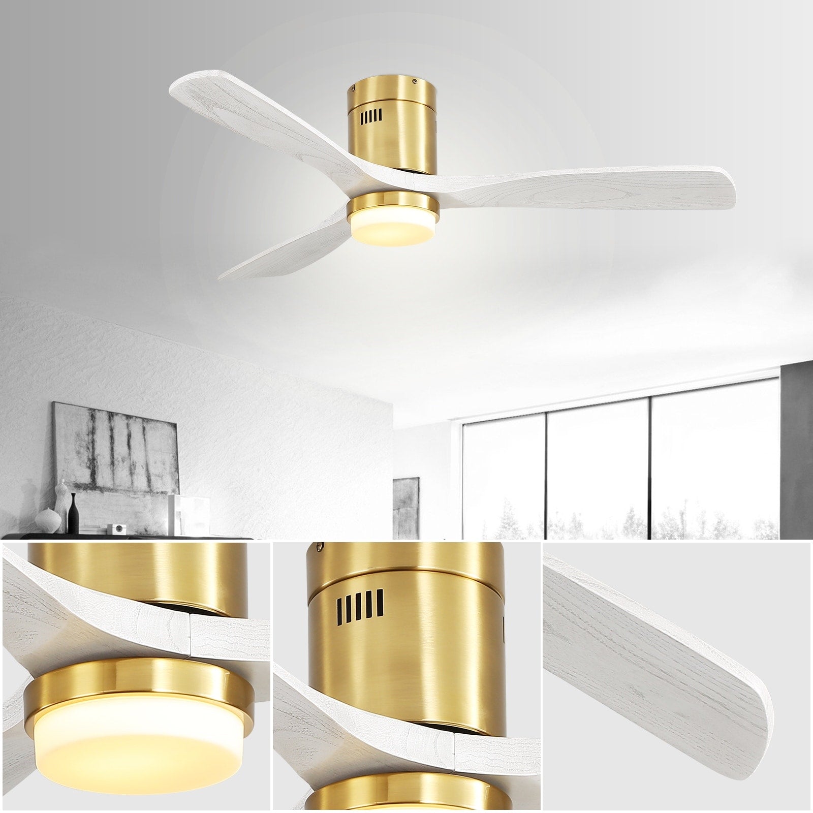 Ventilatore da soffitto a filo Sofucor da 52 pollici con telecomando, motore reversibile, luce integrata opzionale
