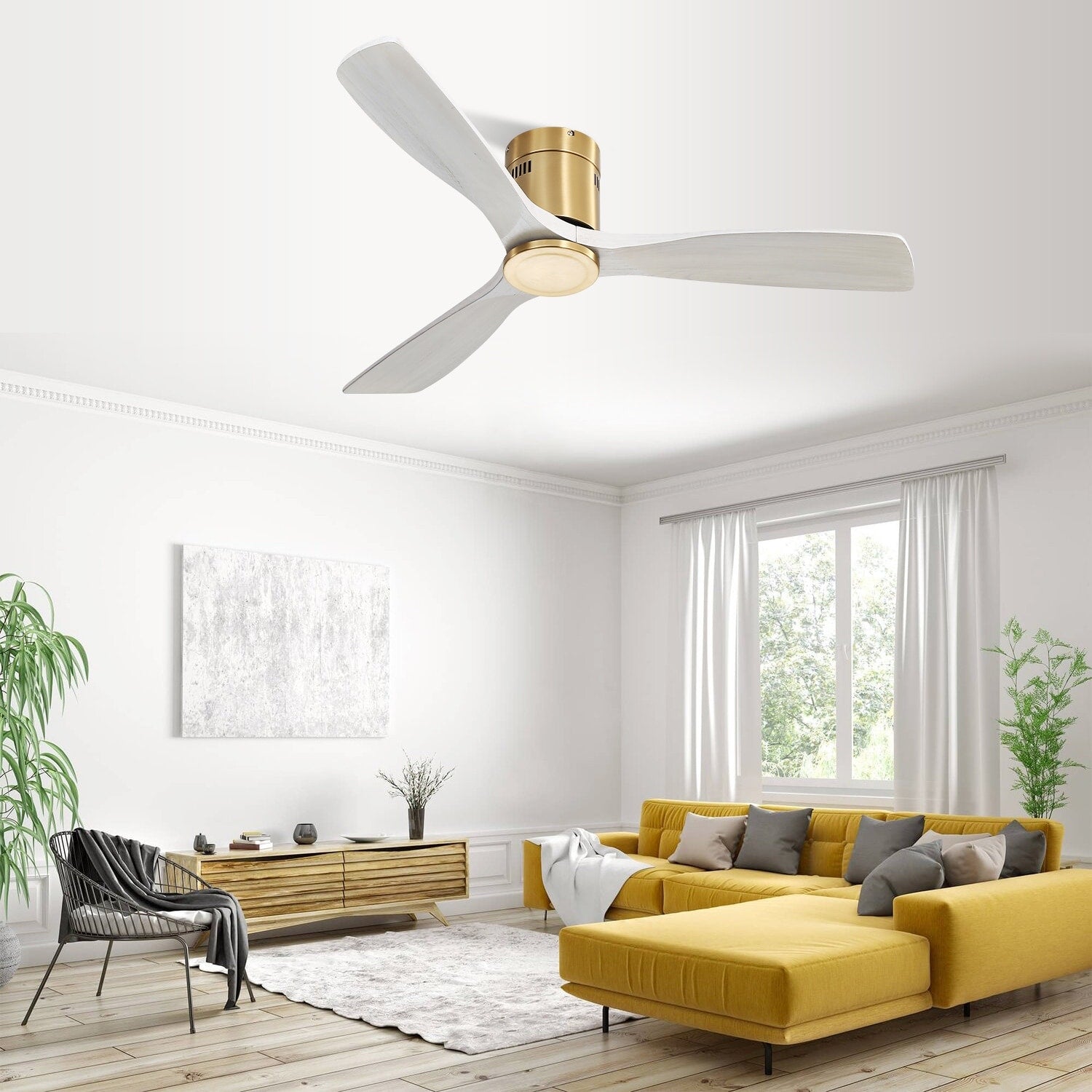 Ventilatore da soffitto a filo Sofucor da 52 pollici con telecomando, motore reversibile, luce integrata opzionale