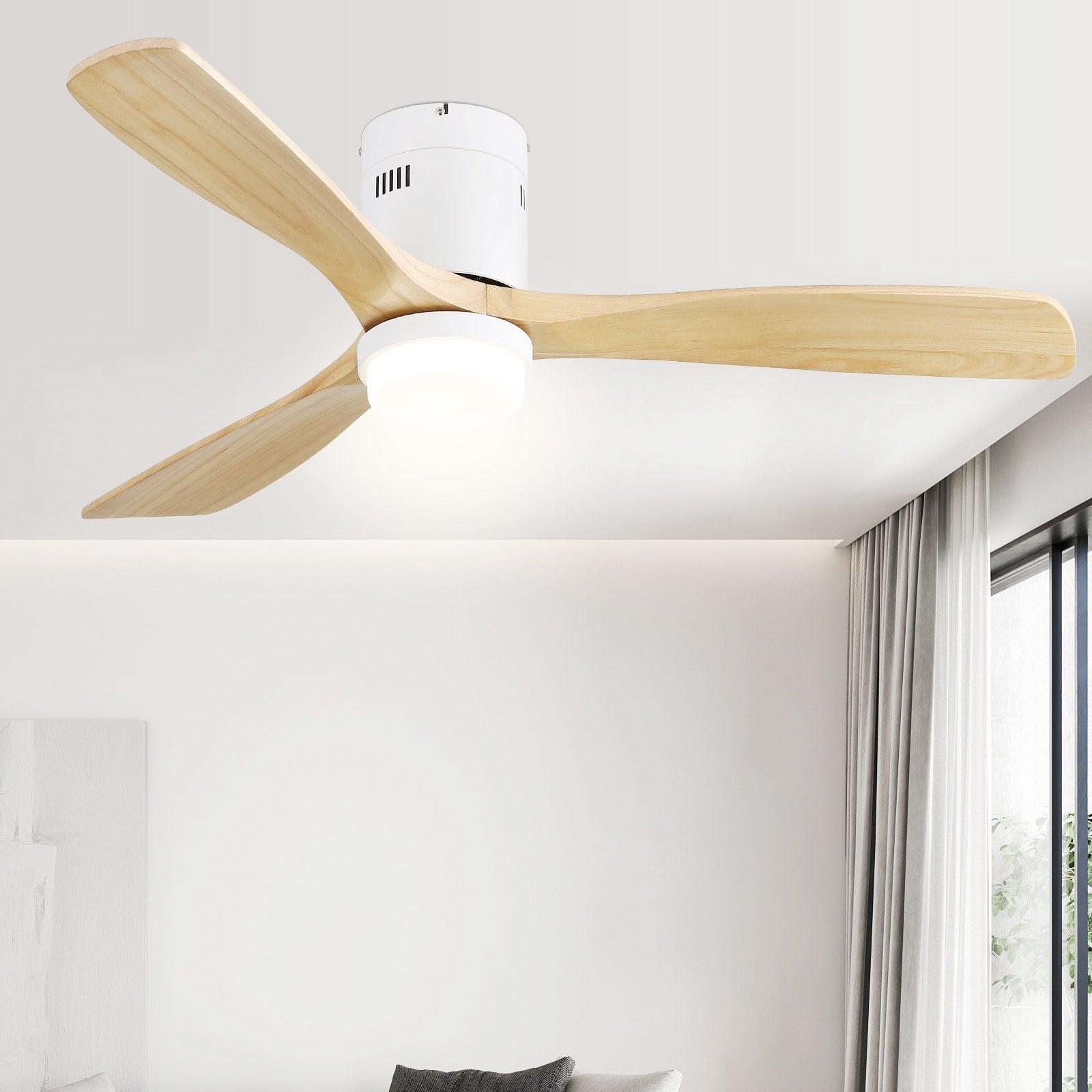 Ventilatore da soffitto a filo Sofucor da 52 pollici con telecomando, motore reversibile, luce integrata opzionale