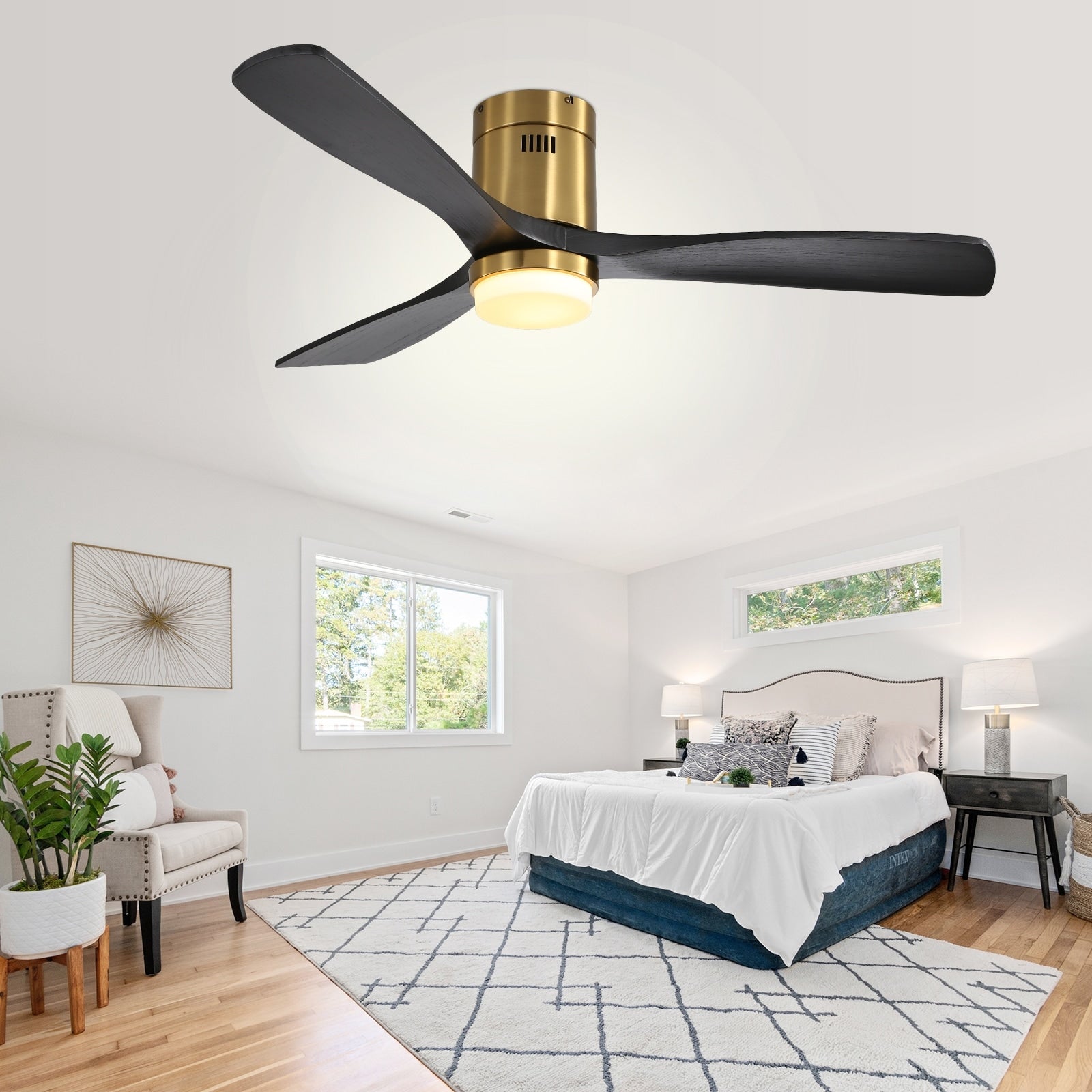 Ventilatore da soffitto a filo Sofucor da 52 pollici con telecomando, motore reversibile, luce integrata opzionale