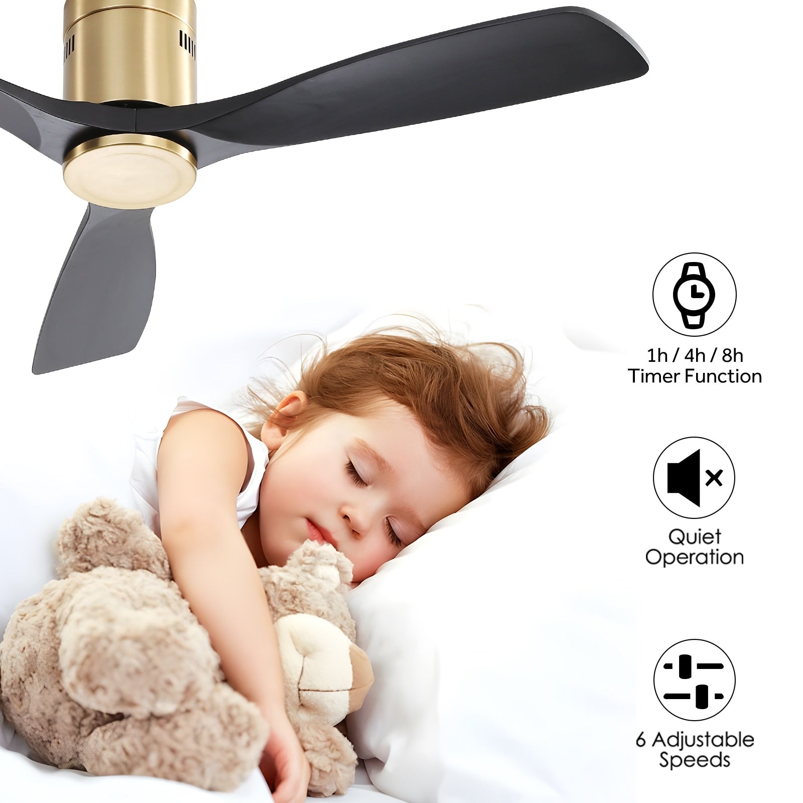 Ventilatore da soffitto a filo Sofucor da 52 pollici con telecomando, motore reversibile, luce integrata opzionale