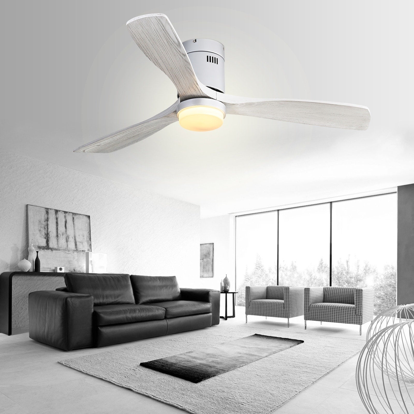 Ventilatore da soffitto a filo Sofucor da 52 pollici con telecomando, motore reversibile, luce integrata opzionale