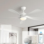 Ventilatore da soffitto da 52 pollici con telecomando e luci, motore DC silenzioso, 5 pale, ventilatore moderno ad alto CFM