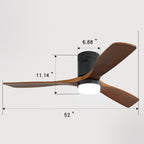 Ventilatore da soffitto a filo Sofucor da 52 pollici con telecomando, motore reversibile, luce integrata opzionale
