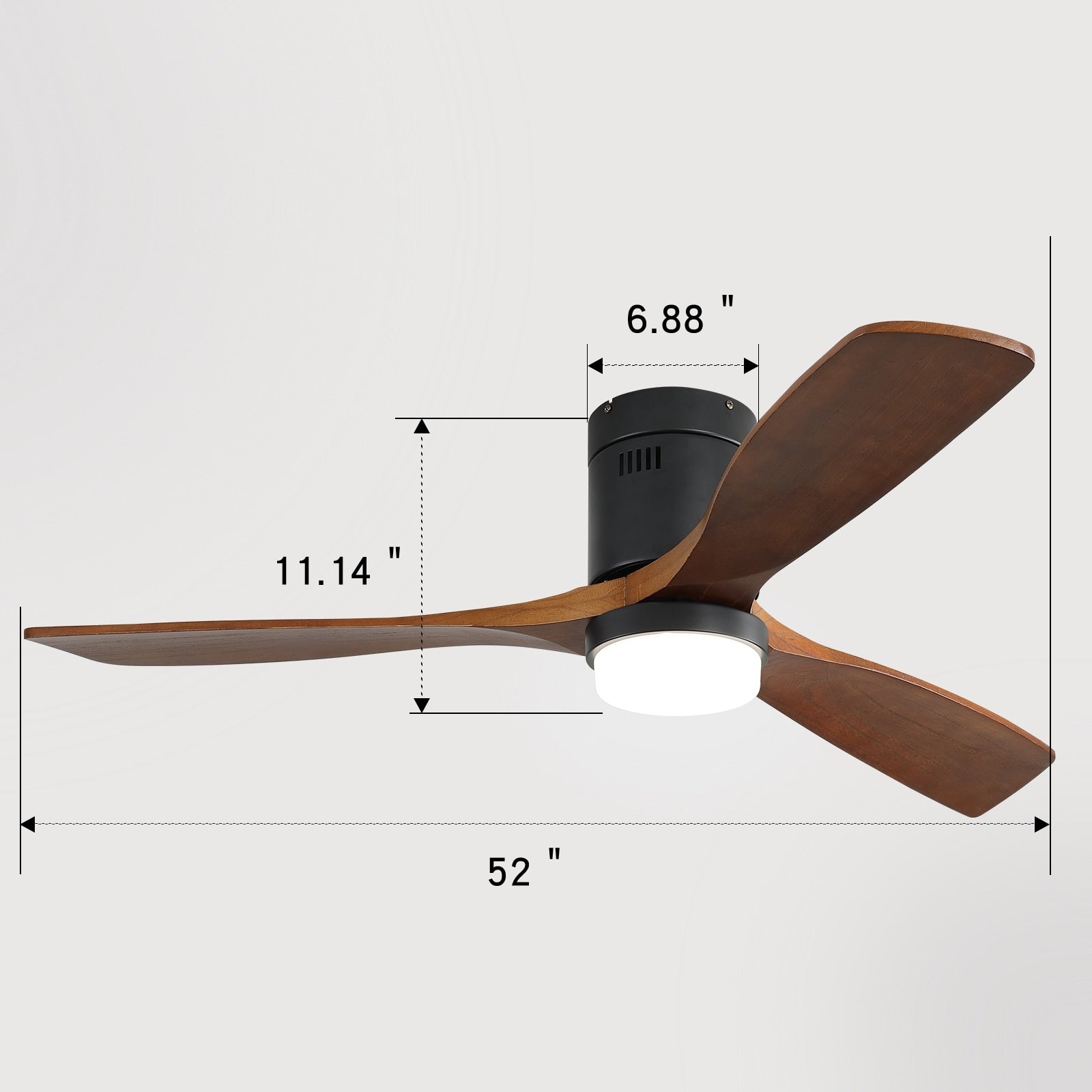 Ventilatore da soffitto a filo Sofucor da 52 pollici con telecomando, motore reversibile, luce integrata opzionale