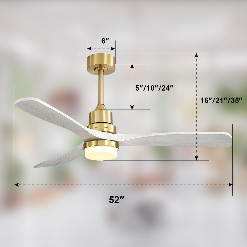 Ventilatore da soffitto in legno per interni Sofucor 52 con telecomando, luce integrata opzionale