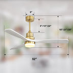 Ventilatore da soffitto in legno per interni Sofucor 52 con telecomando, luce integrata opzionale