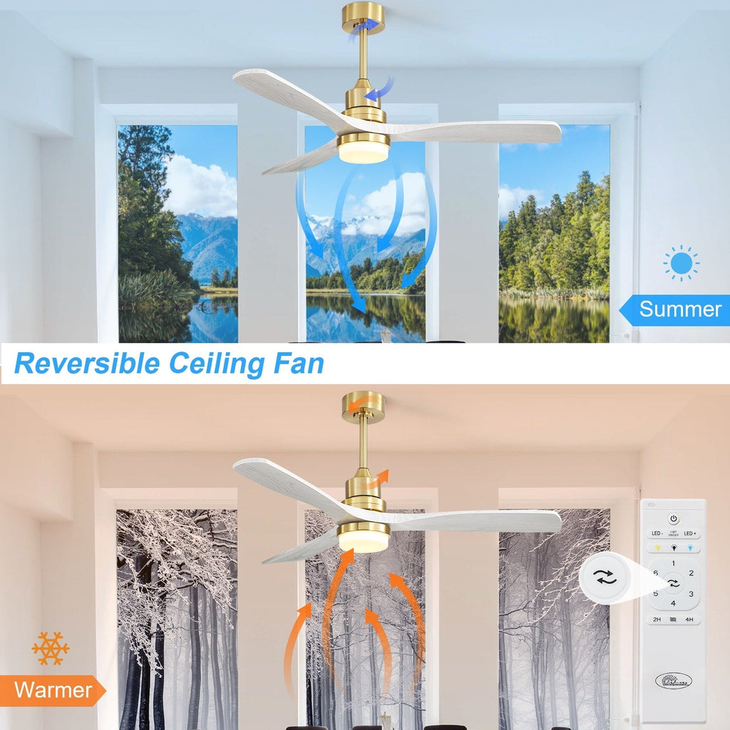 Ventilatore da soffitto in legno per interni Sofucor 52 con telecomando, luce integrata opzionale