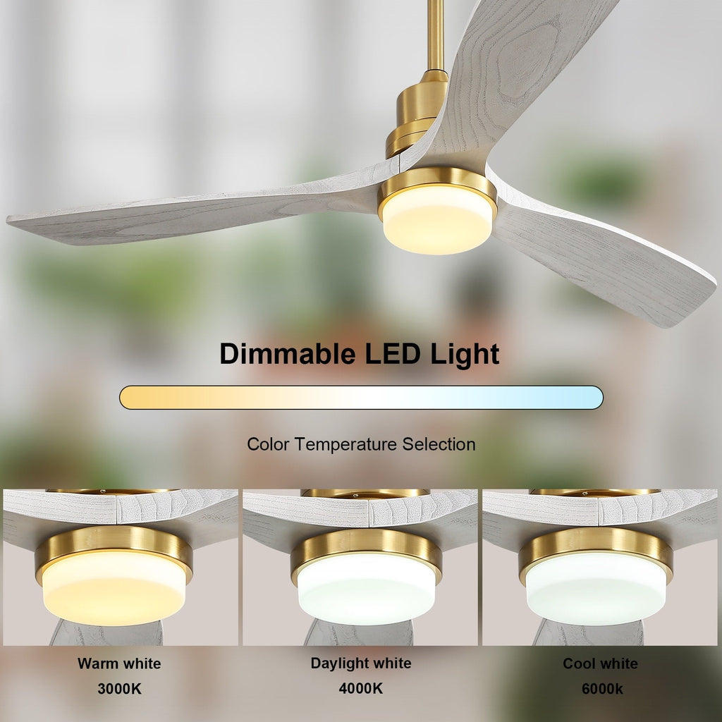 Ventilatore da soffitto in legno per interni Sofucor 52 con telecomando, luce integrata opzionale