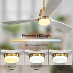 Ventilatore da soffitto in legno per interni Sofucor 52 con telecomando, luce integrata opzionale