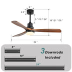 Ventilatore da soffitto in legno per interni Sofucor 52 con telecomando, luce integrata opzionale