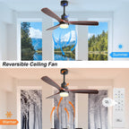 Ventilatore da soffitto in legno per interni Sofucor 52 con telecomando, luce integrata opzionale