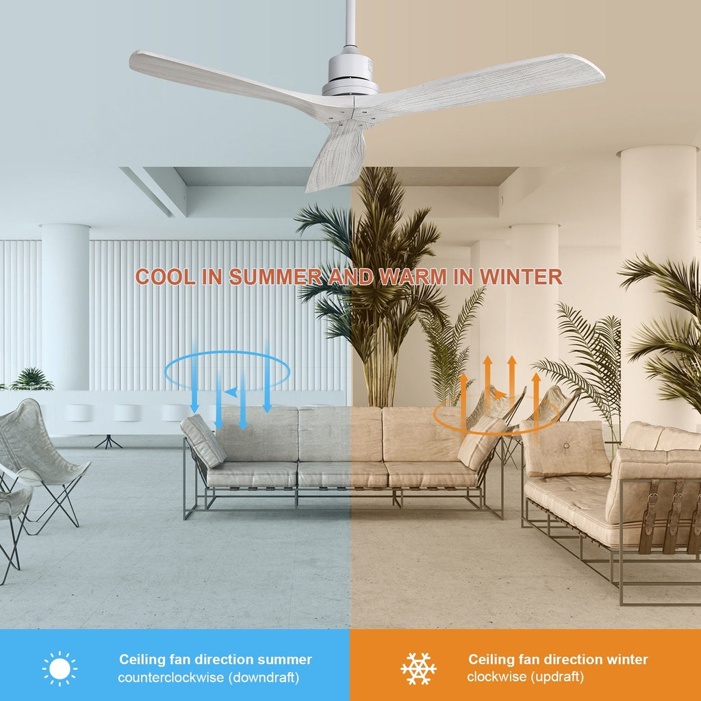 Ventilatore da soffitto in legno per interni Sofucor 52 con telecomando, luce integrata opzionale