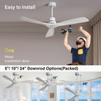 Ventilatore da soffitto in legno per interni Sofucor 52 con telecomando, luce integrata opzionale