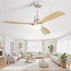 Ventilatore da soffitto in legno per interni Sofucor 52 con telecomando, luce integrata opzionale