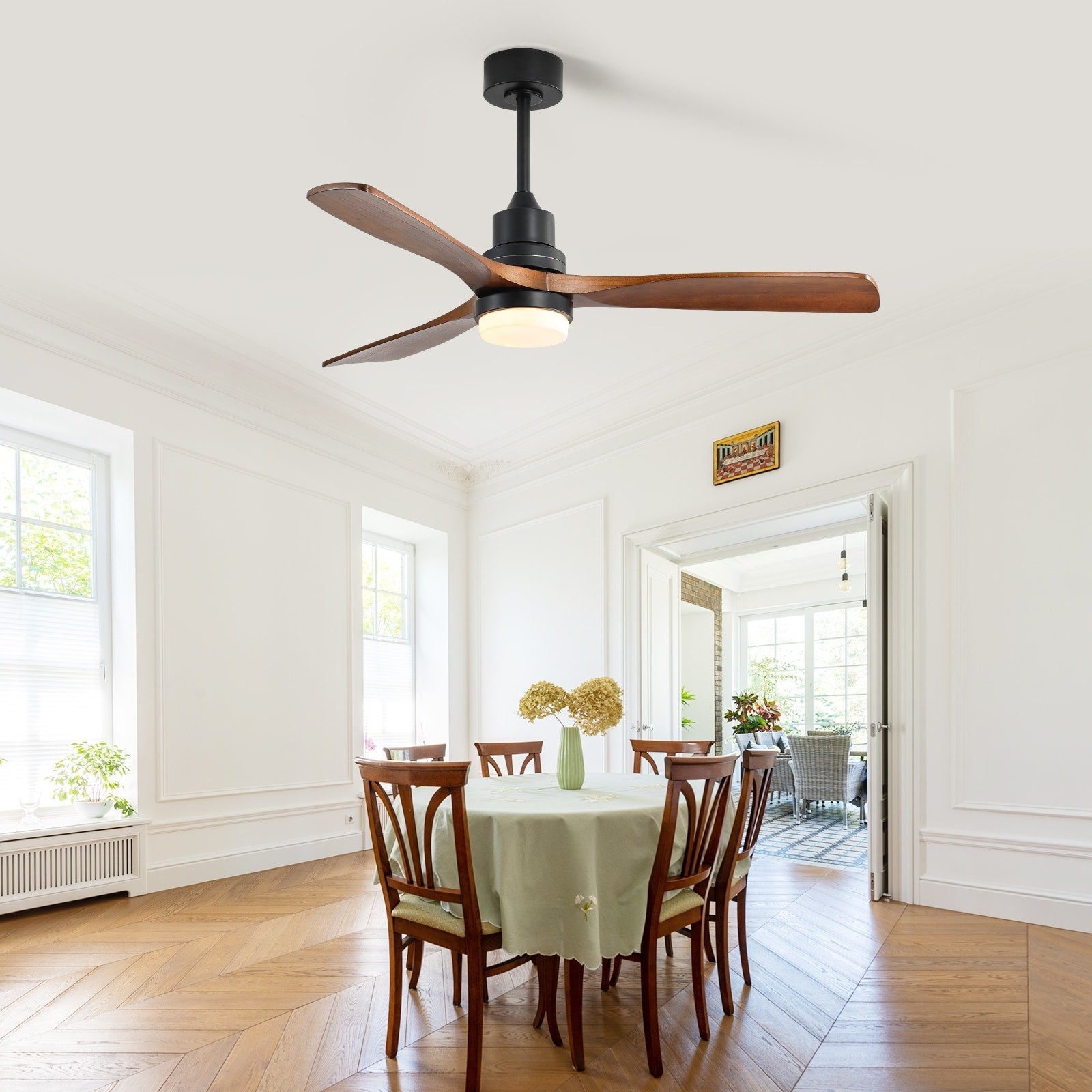 Ventilatore da soffitto in legno per interni Sofucor 52 con telecomando, luce integrata opzionale