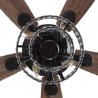 Ventilatore da soffitto moderno in cristallo cromato da 52 pollici con 5 pale in legno e telecomando