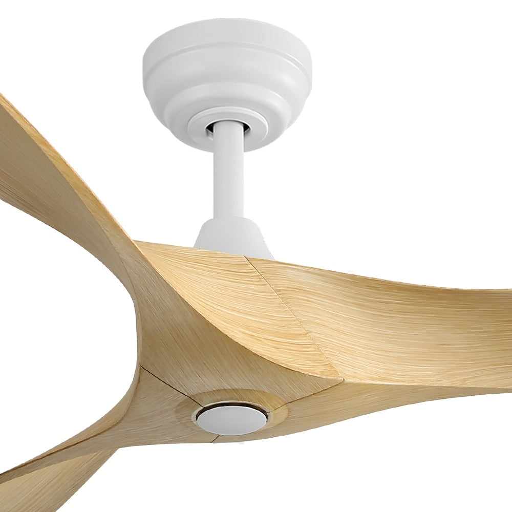 Ventilatore da soffitto moderno in legno massello/ABS da 52 pollici con telecomando (senza luce), 6 velocità del vento, flusso d'aria reversibile