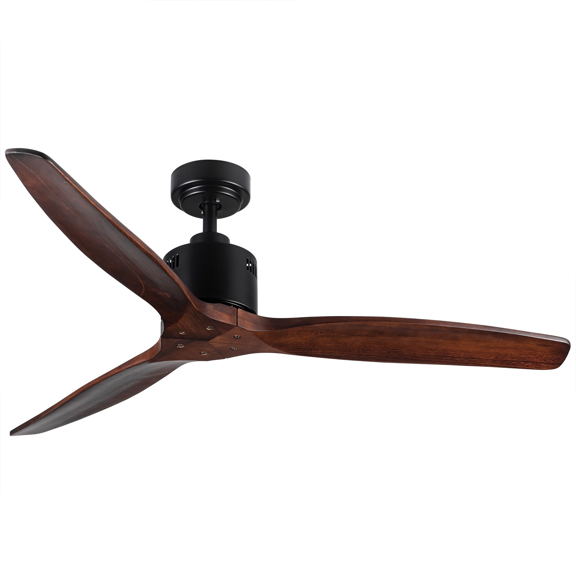 Ventilatore da soffitto moderno in legno massello/ABS da 52 pollici con telecomando (senza luce), 6 velocità del vento, flusso d'aria reversibile