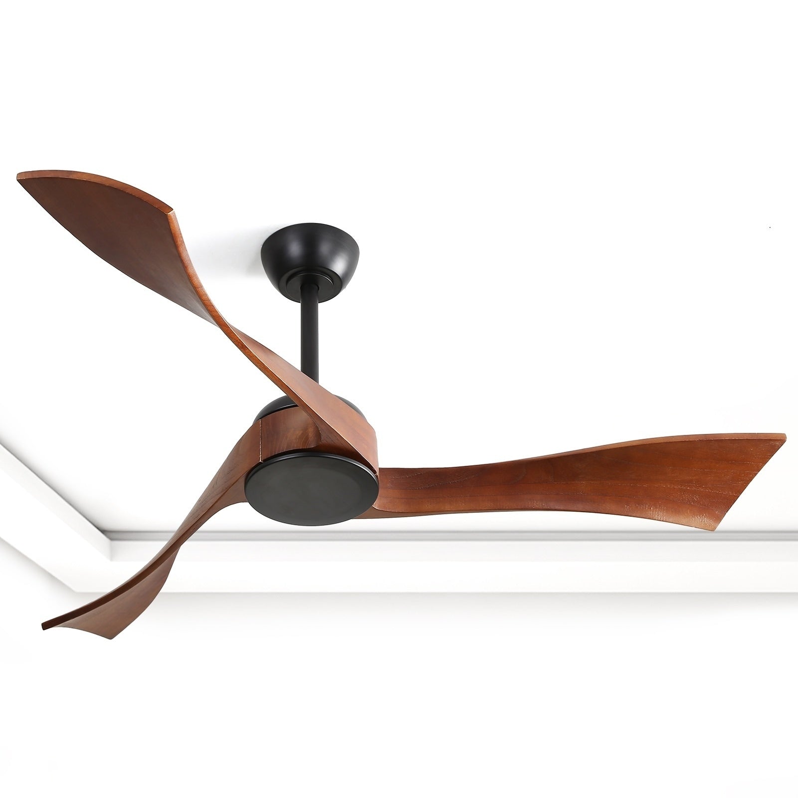 Ventilatore da soffitto moderno in legno massello/ABS da 52 pollici con telecomando (senza luce), 6 velocità del vento, flusso d'aria reversibile