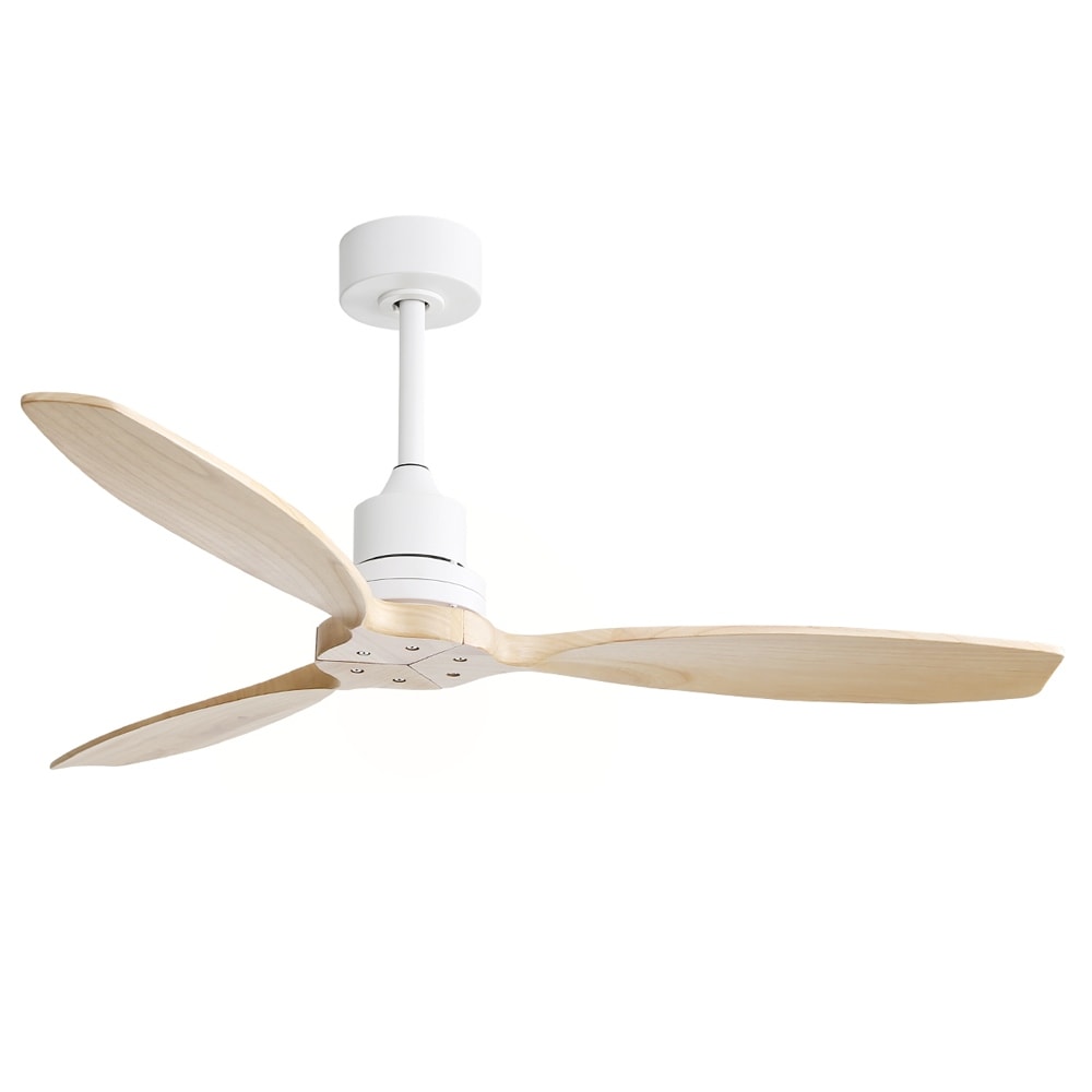 Ventilatore da soffitto moderno in legno massello/ABS da 52 pollici con telecomando (senza luce), 6 velocità del vento, flusso d'aria reversibile