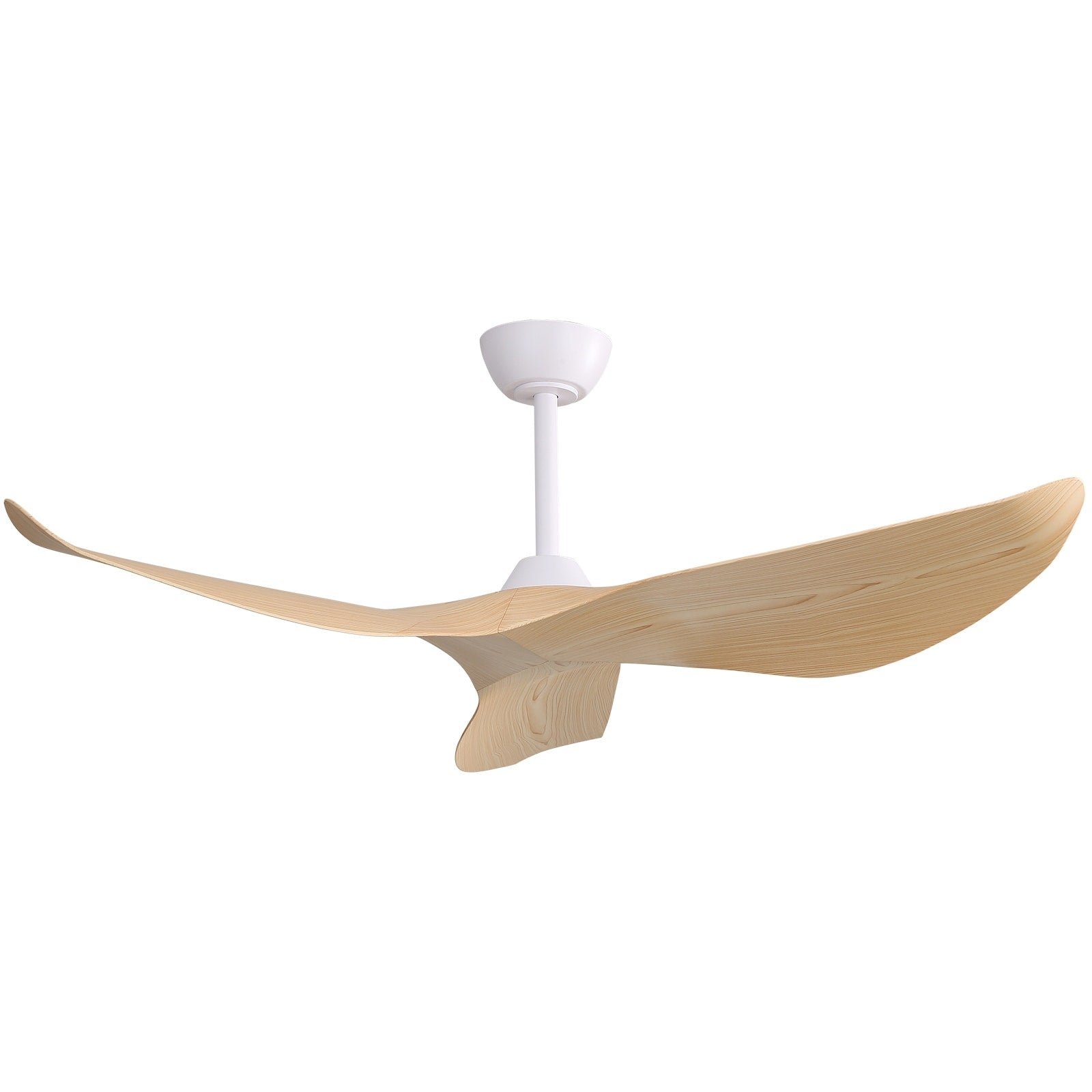 Ventilatore da soffitto moderno in legno massello/ABS da 52 pollici con telecomando (senza luce), 6 velocità del vento, flusso d'aria reversibile