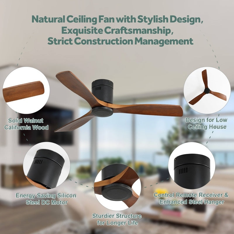 Ventilatore da soffitto a filo Sofucor da 52 pollici con telecomando, motore reversibile, luce integrata opzionale