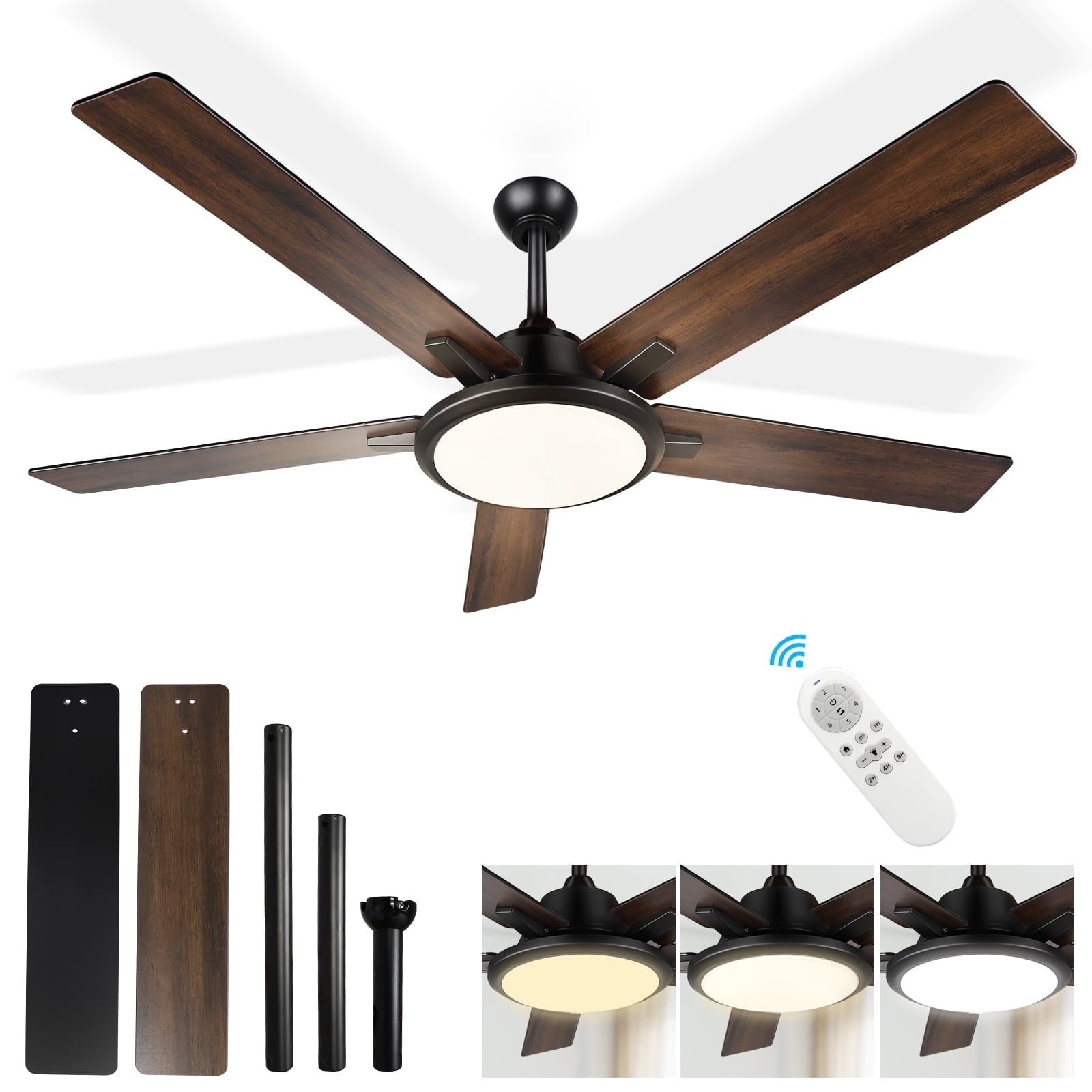 52 ventilatori da soffitto moderni con luci e telecomando, LED dimmerabili