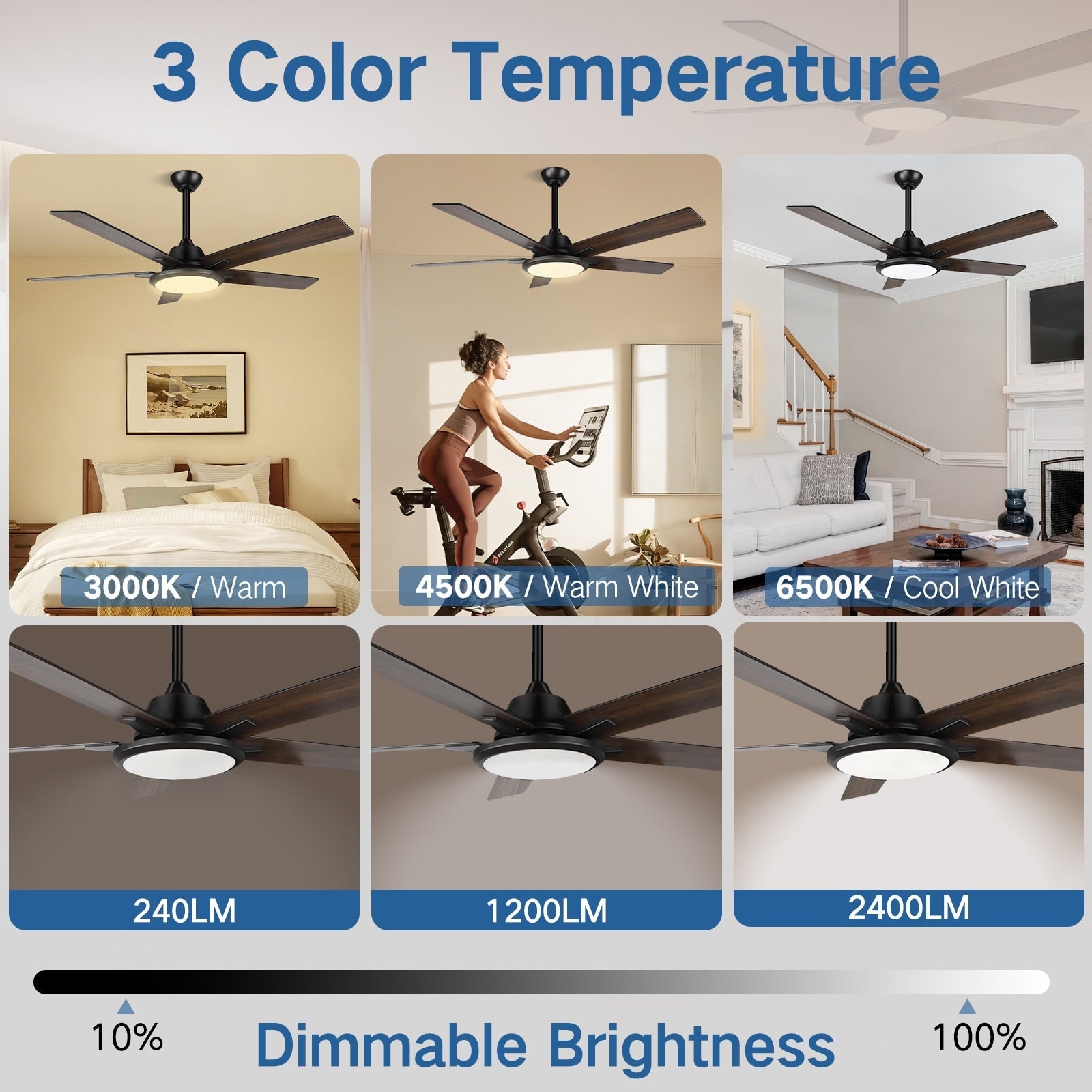 52 ventilatori da soffitto moderni con luci e telecomando, LED dimmerabili