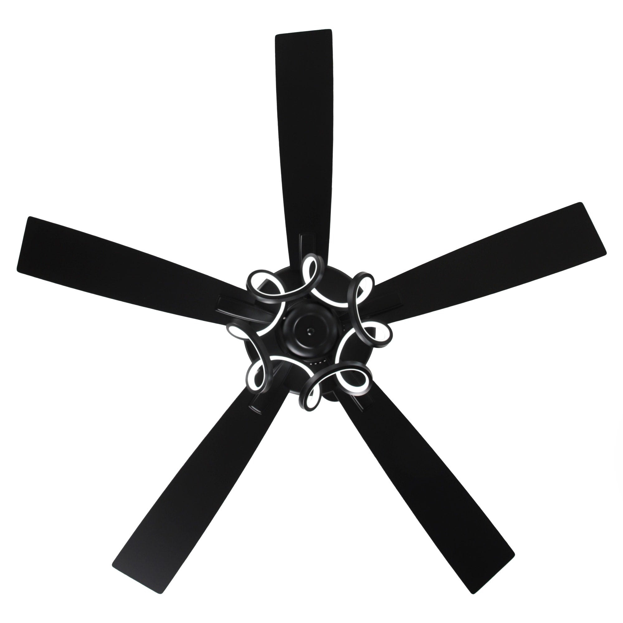 Ventilatore da soffitto moderno a LED dimmerabile da interno cromato/nero da 52 pollici con luce e telecomando
