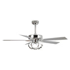 Ventilatore da soffitto moderno a LED dimmerabile da interno cromato/nero da 52 pollici con luce e telecomando