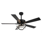 Ventilatore da soffitto moderno a LED dimmerabile da interno cromato/nero da 52 pollici con luce e telecomando