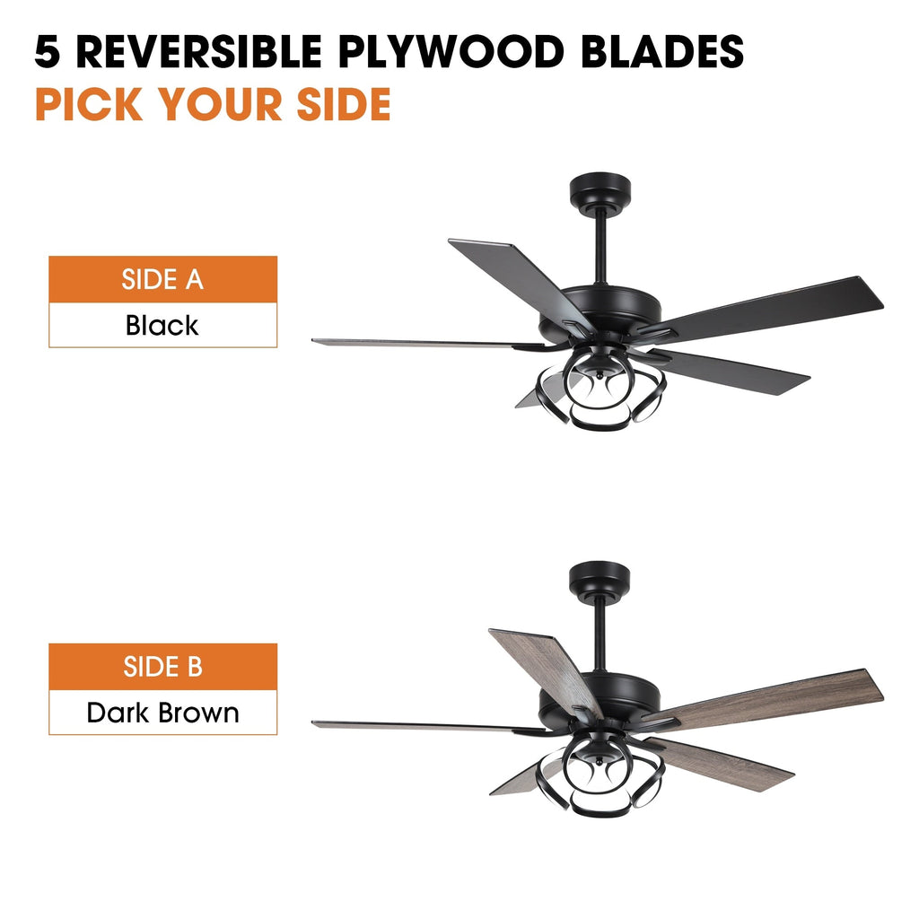 Ventilatore da soffitto moderno a LED dimmerabile da interno cromato/nero da 52 pollici con luce e telecomando