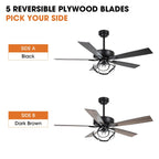 Ventilatore da soffitto moderno a LED dimmerabile da interno cromato/nero da 52 pollici con luce e telecomando