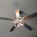 Ventilatore da soffitto moderno a LED dimmerabile da interno cromato/nero da 52 pollici con luce e telecomando