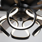Ventilatore da soffitto moderno a LED dimmerabile da interno cromato/nero da 52 pollici con luce e telecomando